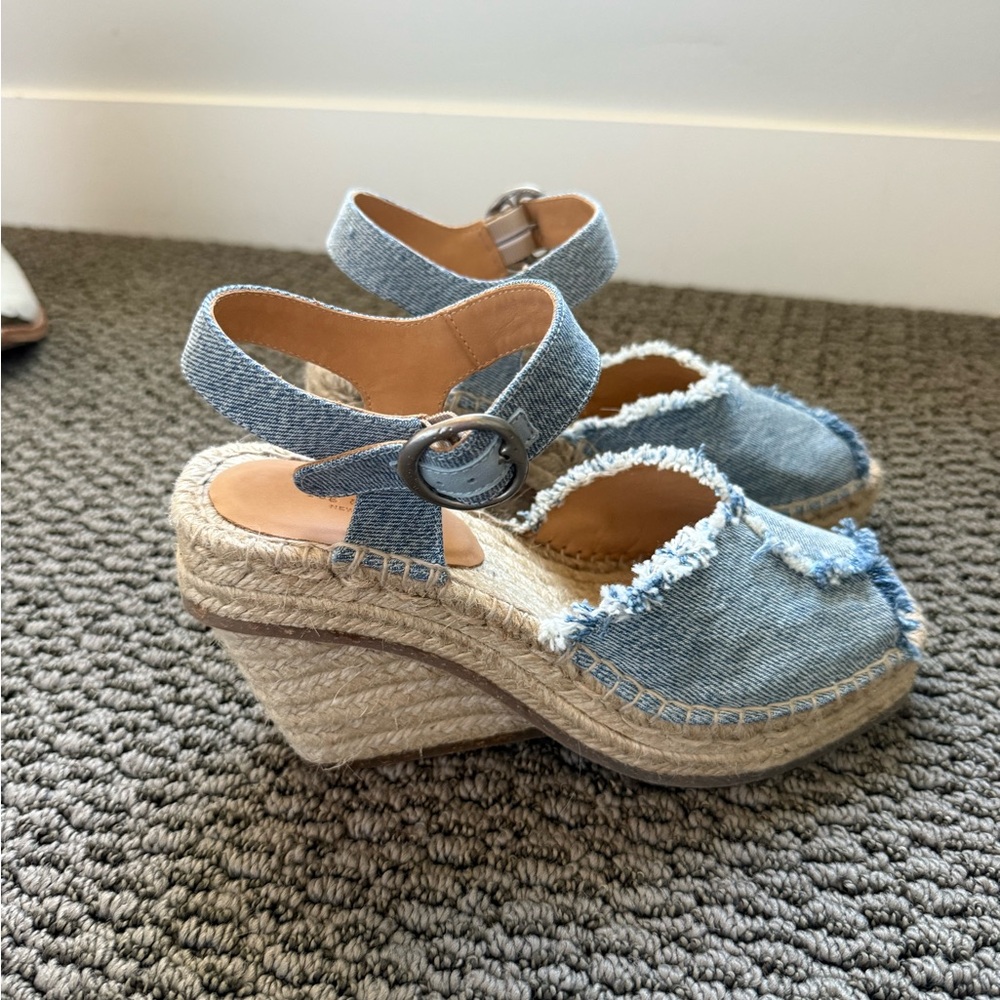 Denim Espadrille Wedge Sandals
